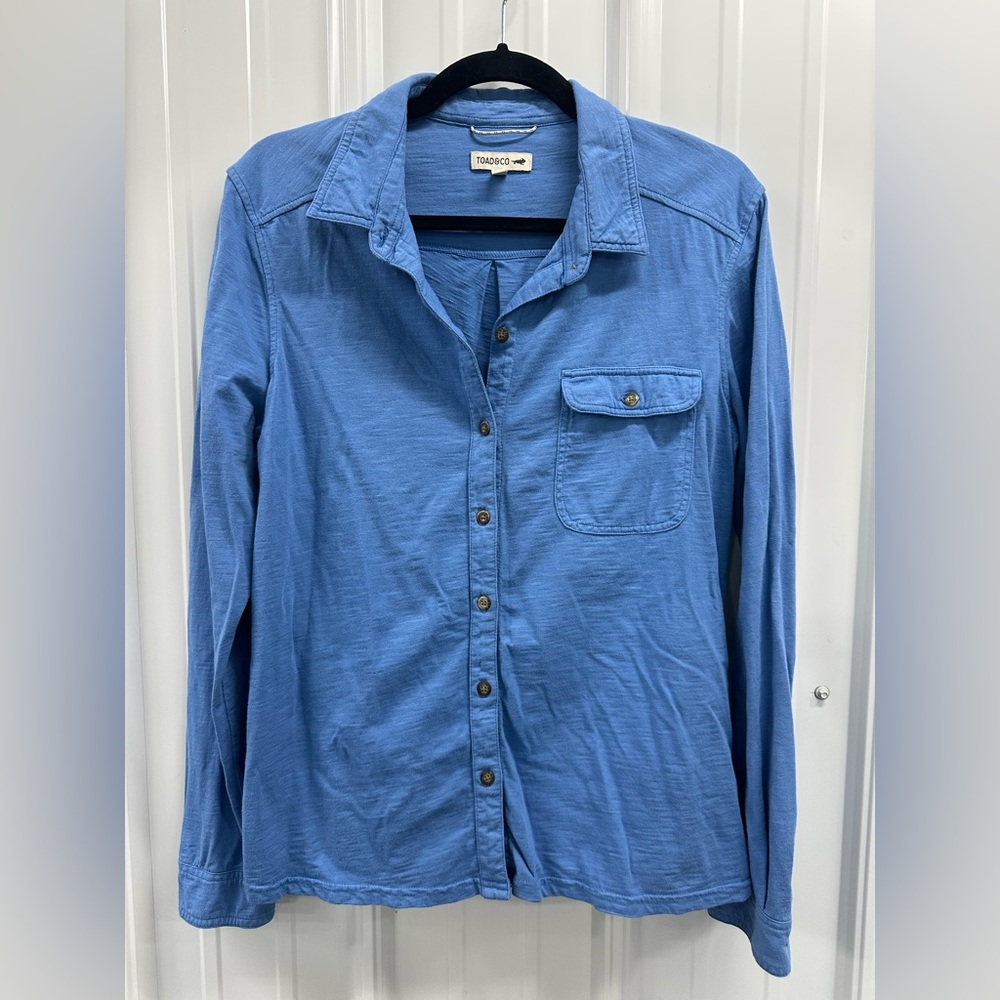 Toad&Co Blue Organic Cotton Button-Front Shirt